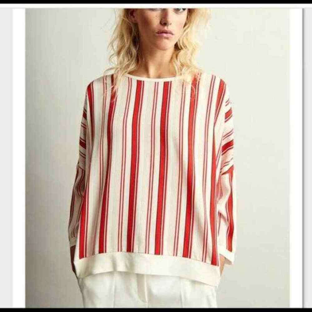 Karen by Simonsen Red & White Striped Oversized Top sz 38 (M) WT1